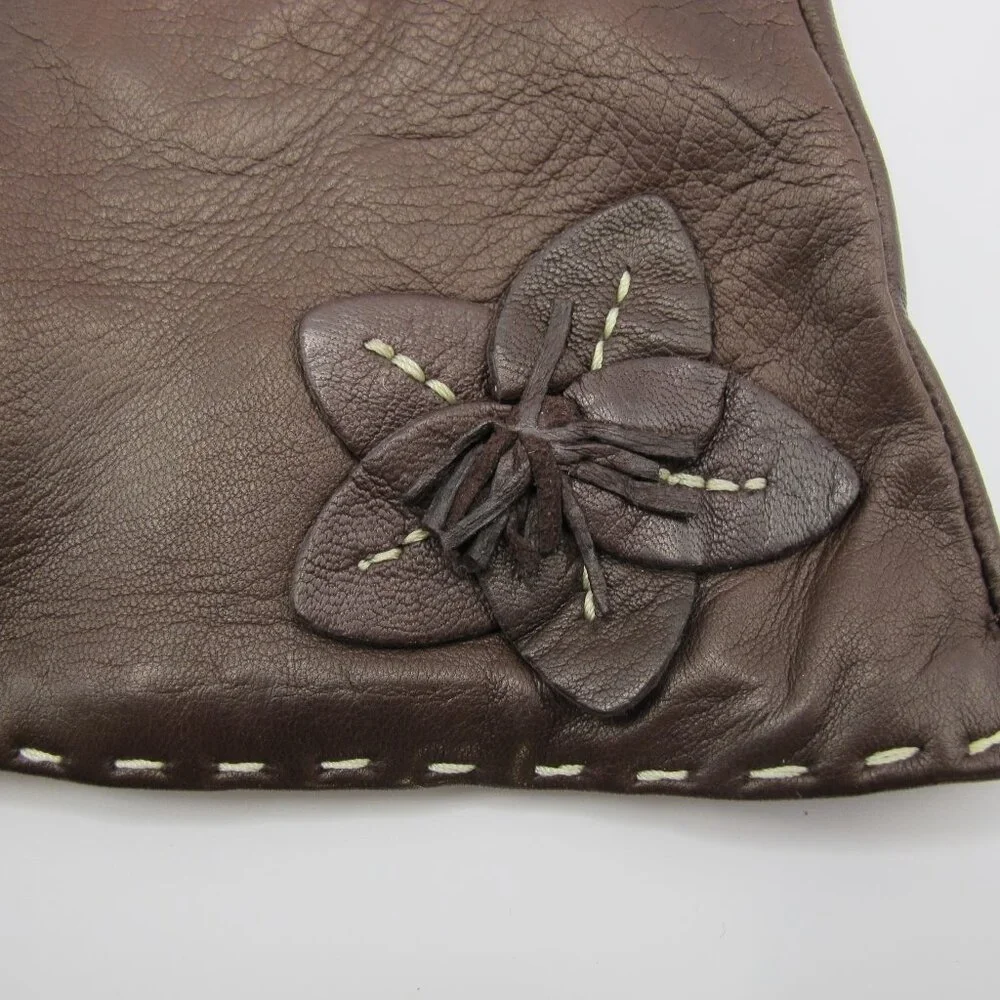 Talbots brown leather ladies gloves, silk lined, 7.5
